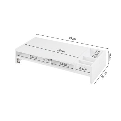 2 Tier Monitor Stand Riser Storage Organizer Shelf - White