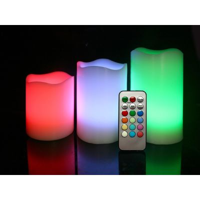 3 x Flameless Color LED Candles with Remote Control