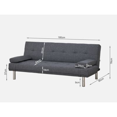 DENVER 3-Seater Sofa Bed GREY