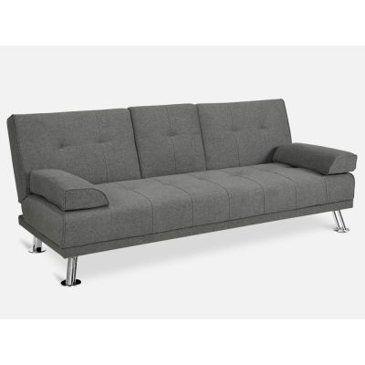 VENICE 3 Seater Sofa bed with Cup Holders - DARK GREY
