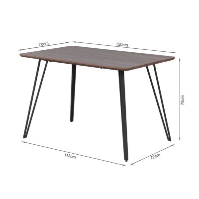 ALLIE Dining Table Rectangle 120x70cm - WALNUT