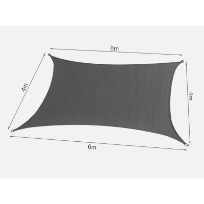 TOUGHOUT Shade Sail Rectangle 4m x 6m - CHARCOAL