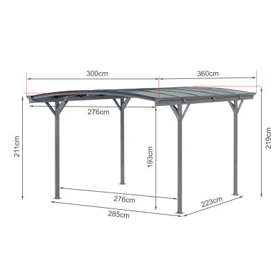 Toughout Patio Carport Canopy Curved Roof 3.6m x 3m