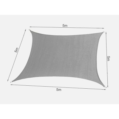 TOUGHOUT Shade Sail Square 5m x 5m - GREY
