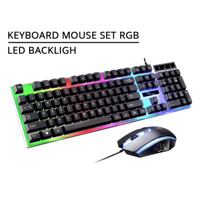 Corded LED Backlit Gaming Keyboard Mouse Set