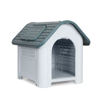 Medium Plastic Dog House with Window - GREY