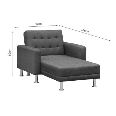 Colorado 3 Seater Sofa Bed Futon with Chaise - Dark Grey
