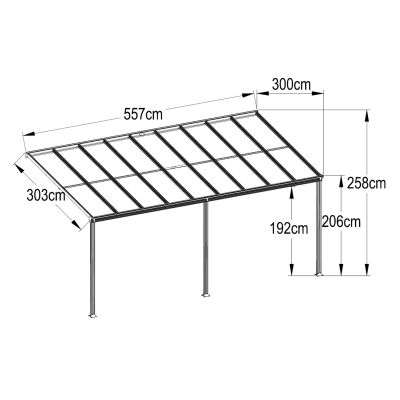 Toughout Patio Canopy Roof 5.57m x 3m - Charcoal Grey
