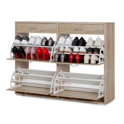 ROTOROA 6 Drawer Shoe Cabinet Storage Rack - OAK