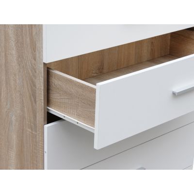 Bram Tallboy 5 Drawer Chest Dresser - Oak + White