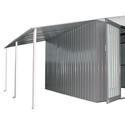 TOUGHOUT Garden Shed with Side Canopy 4.40M x 3.03M x 2.22M GREY