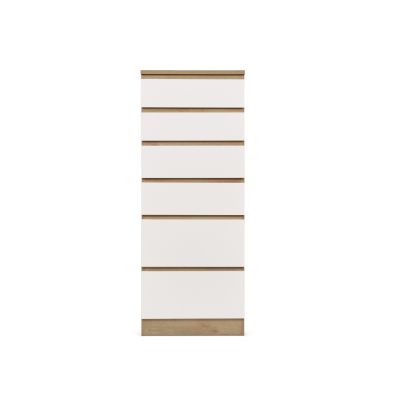 Harris 6 Drawer Tallboy with Mirror - Oak + White