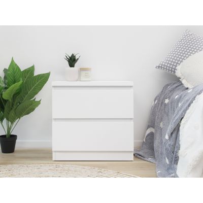 TONGASS Wooden Bedside Table - WHITE