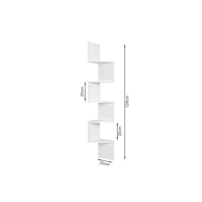 NEMI 5-Tier Wall Mounted Corner Shelf Storage Shelf - WHITE