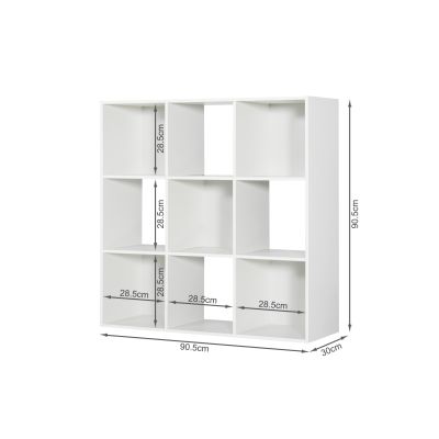 Kivu Bookshelf 9 Cube Bookcase Stand Rack - White