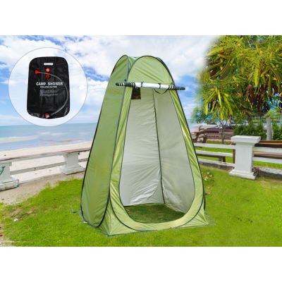 Pop Up Camping Shower Toilet Tent Outdoor Portable w 20L Solar Shower Bag