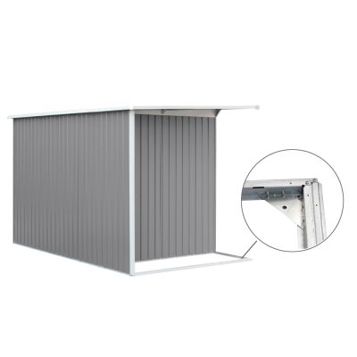 TOUGHOUT Garden Shed with Side Canopy 3.03M x 1.93M x 1.9M GREY