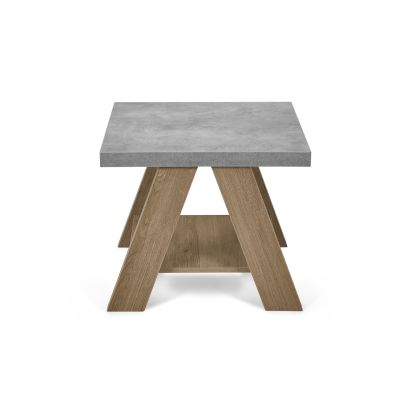 TOMMIE Square Coffee Table Side Table - CEMENT + OAK