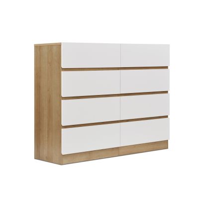 Harris 8 Drawers Low Boy - Oak + White