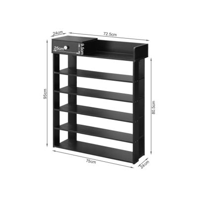 PUKAKI 6 Tiers Shoe Rack Organiser Shelf - BLACK
