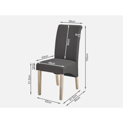 LOLA 2PCS Upholstered Dining Chair - CHARCOAL
