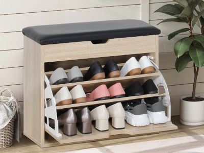 HAWEA Shoe Rack Wooden Storage Cabinet 3 Layer - OAK