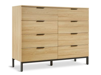 Ocala Low Boy 8 Drawer Chest Dresser - Oak