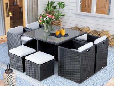 Caicos 9 Piece Rattan Outdoor Dining Set