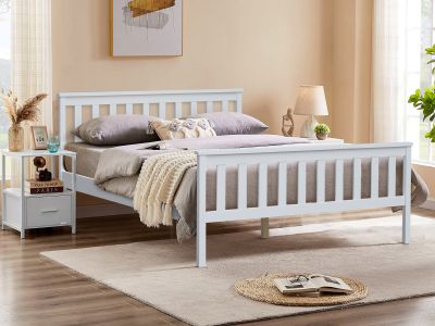 ANDES Queen Wooden Bed Frame - WHITE