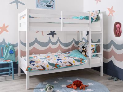 Maroon Single Wooden Bunk Bed Frame - White