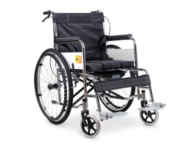 Self-Propelled Wheelchair with Toilet - Black