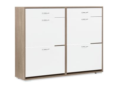 Rotoroa 6 Drawer Shoe Cabinet Storage Rack - Oak + White