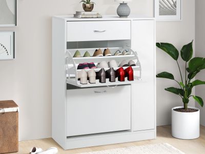 Kihona 3 Drawer Shoe Cabinet Storage Rack - White