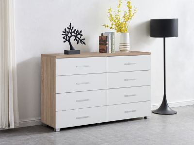 Garrett Low Boy 8 Drawer Chest Dresser - Oak