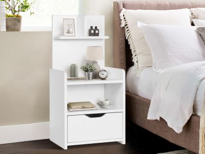 Vivian Bedside Table Nightstand - White