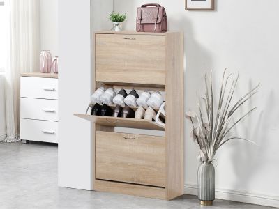 Matilda 3 Drawer Shoe Cabinet Storage Rack - Maple