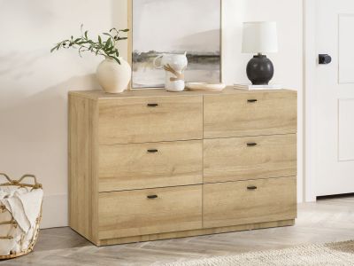 Hekla Low Boy 6 Drawer Chest Dresser - Oak