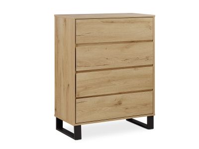 Frohna Tallboy 4 Drawer Chest Dresser - Oak
