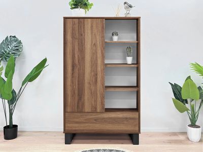 Frohna Bookshelf Cabinet with Drawer - Walnut