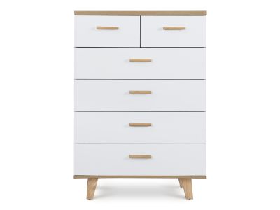 Alton Tallboy 6 Drawers - Natural + White