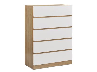 Harris 6 Drawers Tallboy - Oak + White