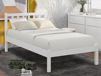 BAKER Single Wooden Bed Frame - WHITE