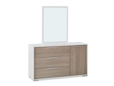 Waipoua 4 Drawer Low Boy with Mirror- Grey Oak