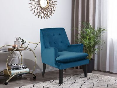 Mila Velvet Arm Chair - Blue