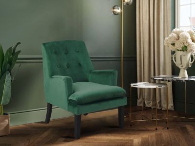 Mila Velvet Arm Chair - Green