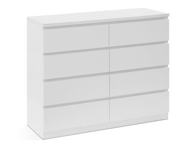 Tongass Wooden Low Boy 8 Drawers - White