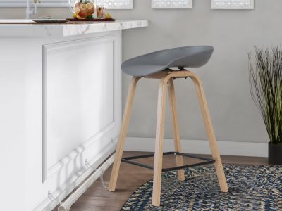 Kai Bar Stool Metal Barstool 65cm - Grey