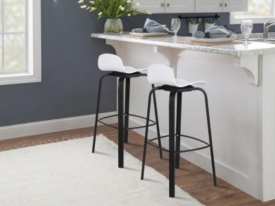 Mia Bar Stool Metal Barstool - Set of 2 - White