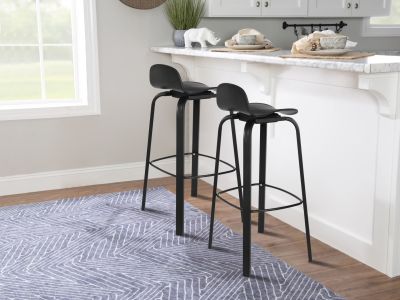 Mia Bar Stool Metal Barstool - Set of 2 - Black