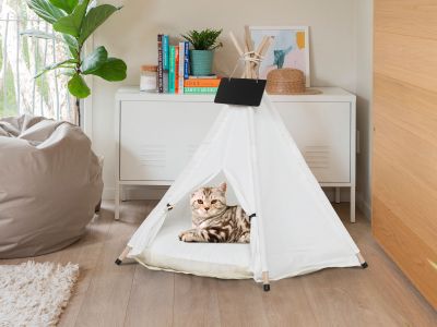 Pet Teepee Tent Pet Bed - White